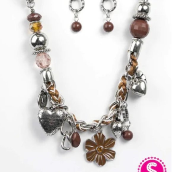 5 For $20 PAPARAZZI "CHARMED I AM SURE" BROWN BLOCKBUSTER NECKLACE & EARRING SET - Picture 6 of 6